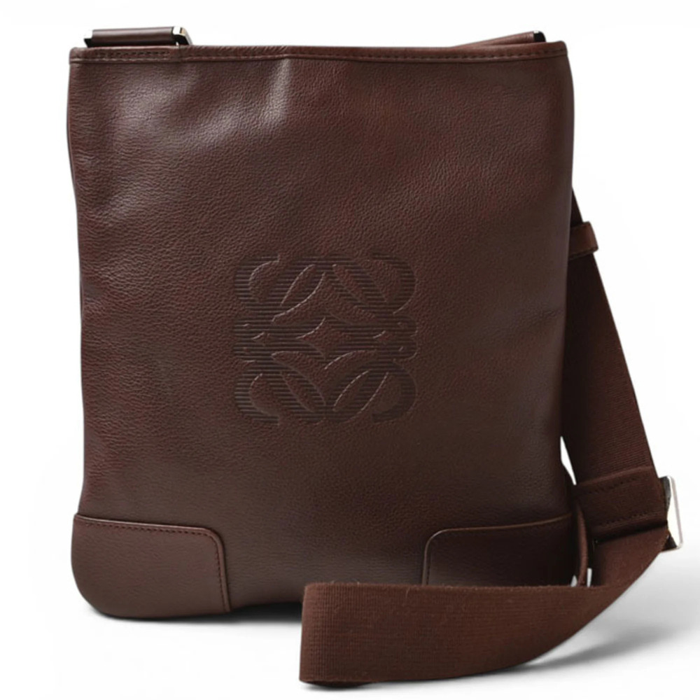 Loewe shoulder bag, LOEWE Anagram calfskin, brown, men's.